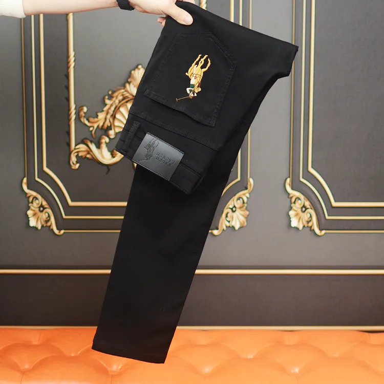 【双色】莱赛尔 九分/长裤春夏季男士薄款牛仔裤黑色/蓝色修身裤子