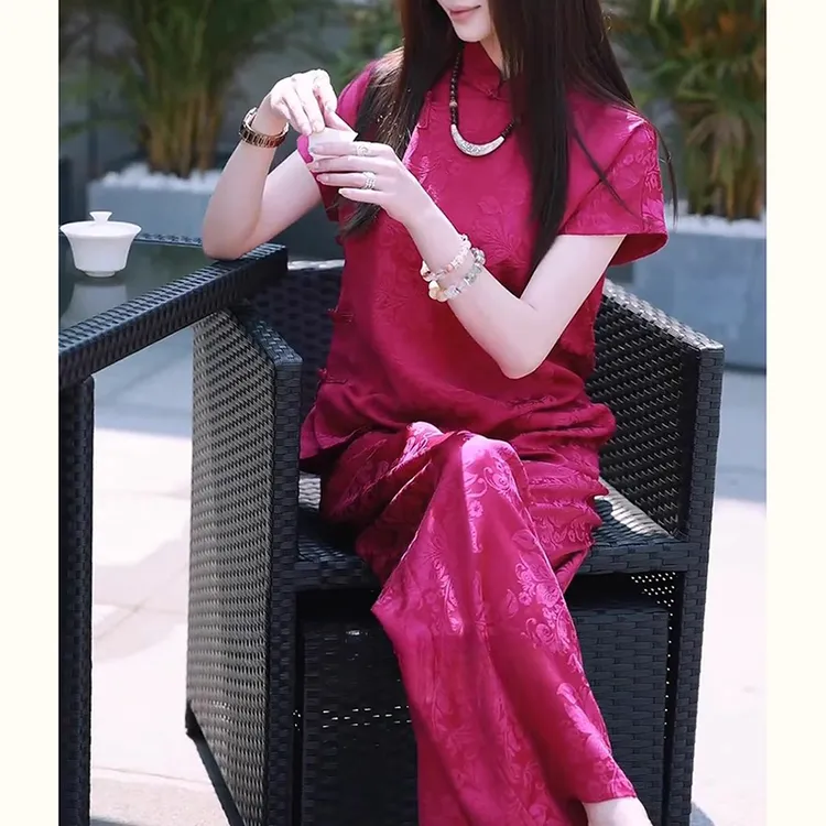 新中式国风女装上衣裤子套装2025夏季新款洋气衣服网红炸街两件套