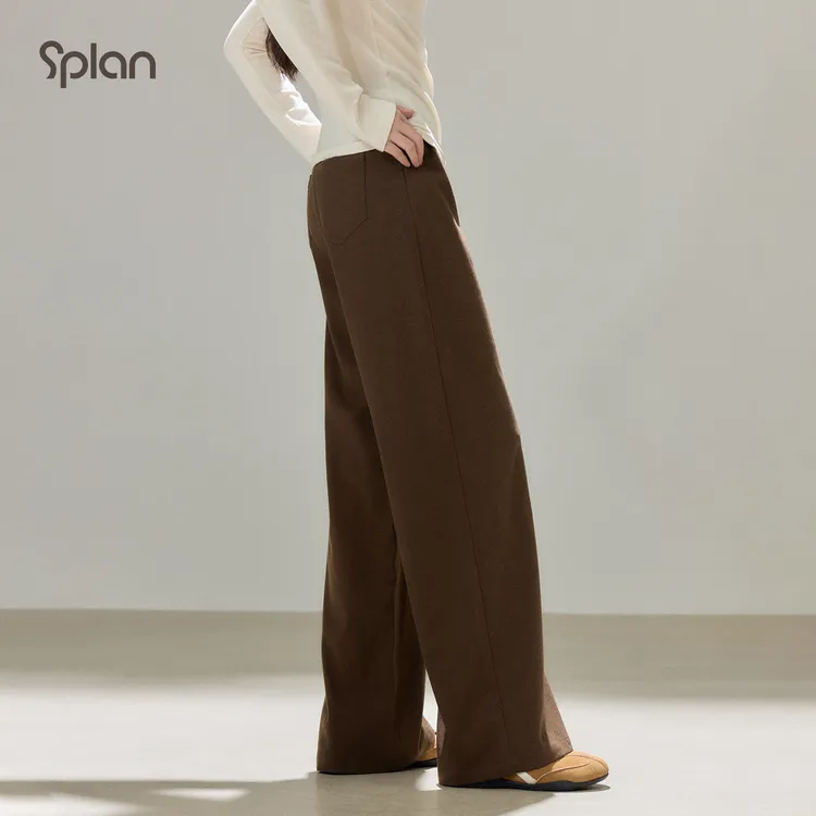 【秋冬新品】SPLAN 宽松显瘦休闲裤高腰阔腿裤运动长裤25238