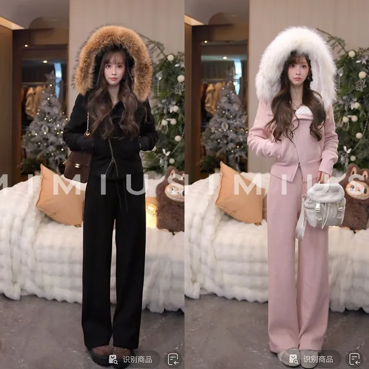 【mimius】P 套装 超大真毛领可拆加超厚绒毛毛保暖上衣+长裤G11261
