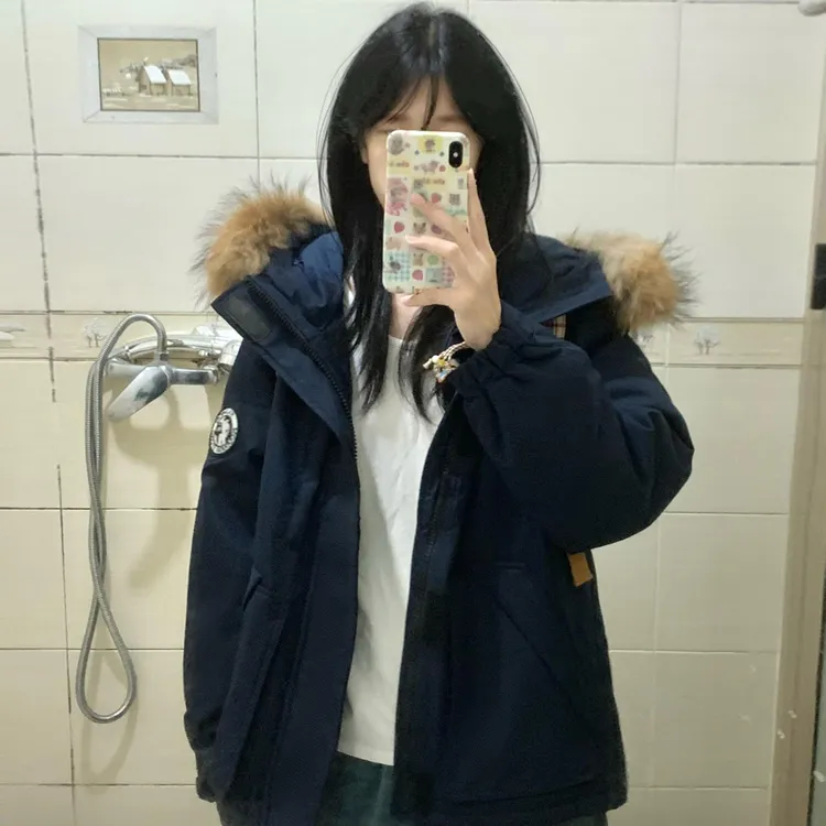 不费力穿搭工装棉服女2025冬季新款加厚棉衣大毛领派克服韩系棉袄