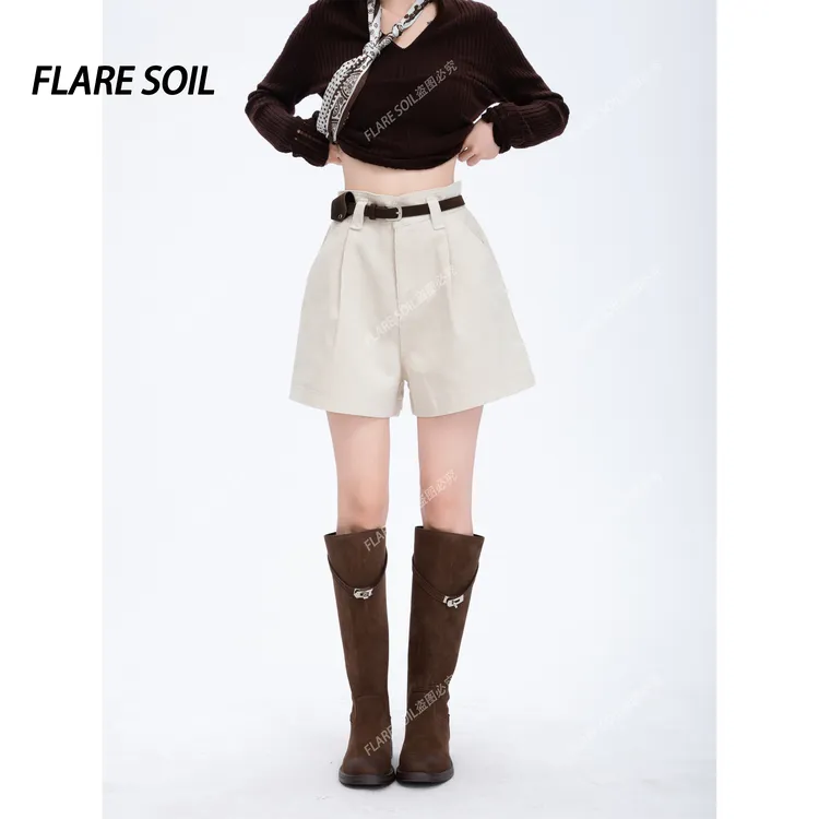 【FLARE SOIL】灯芯绒复古质感短裤高腰裤子韩版耐看短裤 T4620B