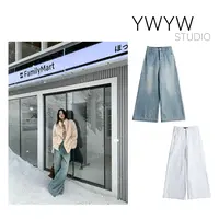 【YWYW25F/W】冬季加绒保暖百搭复古水洗阔腿喇叭牛仔裤A97070