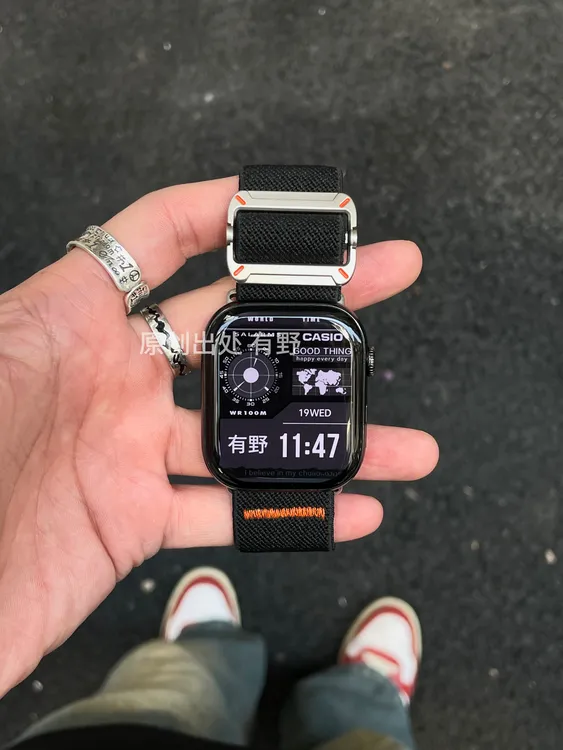 机械工装编织尼龙滑扣适用苹果手表表带ApplewatchS10987ultra123