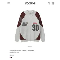 NOONOZ秋冬机车风撞色双拉链毛衣男潮牌美式中性风慵懒针织外套