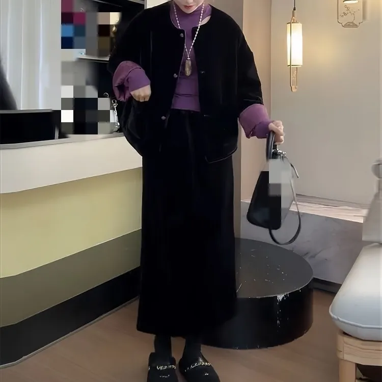 时尚复古新中式国风长袖外套女冬季新款百搭上衣