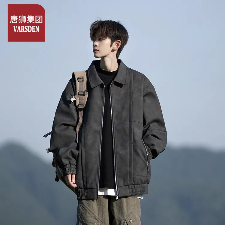 唐狮集团Varsden美式复古翻领夹克男2025秋季新款宽松大码外套潮