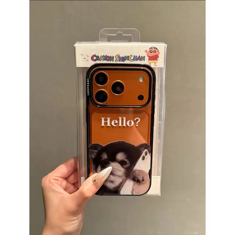 黑框透明打电话小狗适用苹果17promax手机壳iPhone16pro新款15/14