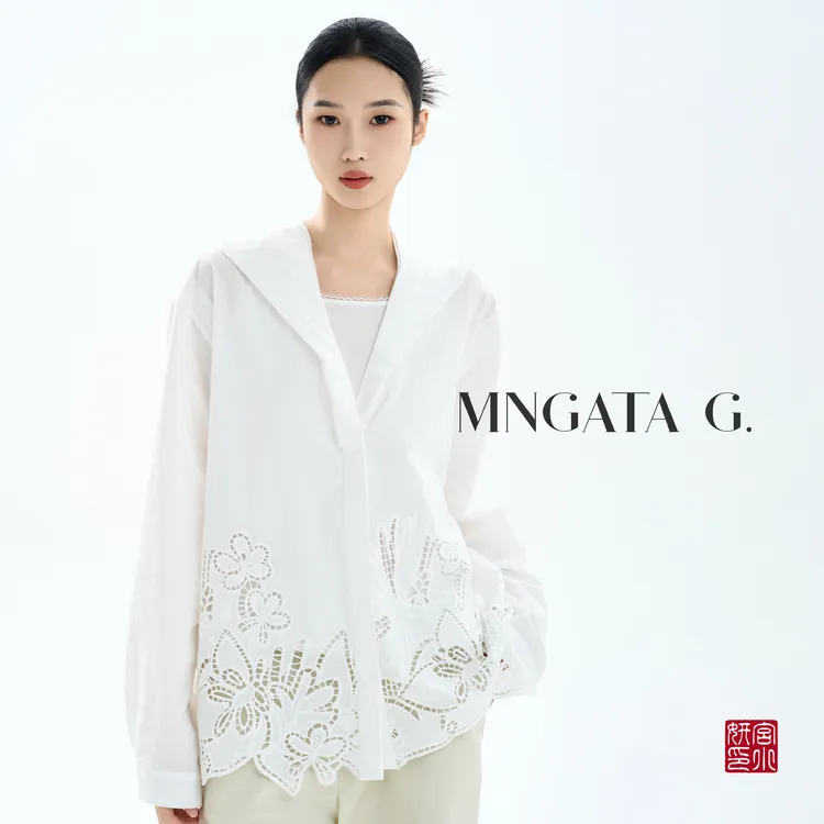 MNGATA G.宫小妍【刺绣·镜花缘】纯棉早秋新中式连帽上衣5042250