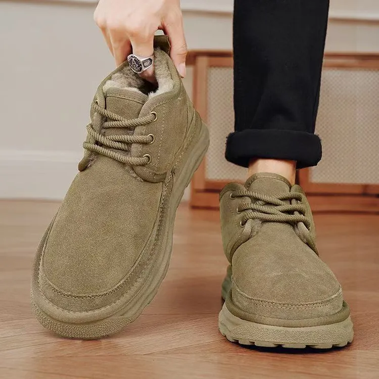 棉鞋男2025新款冬季皮毛一防寒加绒加厚男士冬男士韩版加绒马丁靴