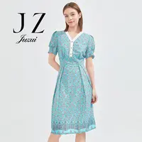 【丽公主专属】JZ玖姿JTBX50204长款网纱复古波西米亚度假风长款连