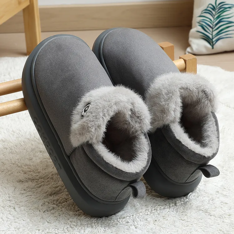 高包跟棉拖鞋男士秋冬季2025新款室内家居加绒毛保暖防滑棉鞋外穿