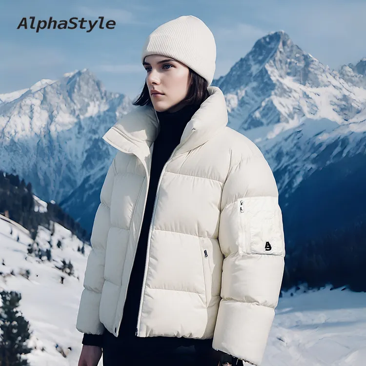 ALPHASTYLE新款可拆卸袖双面穿保暖鹅绒羽绒服外套