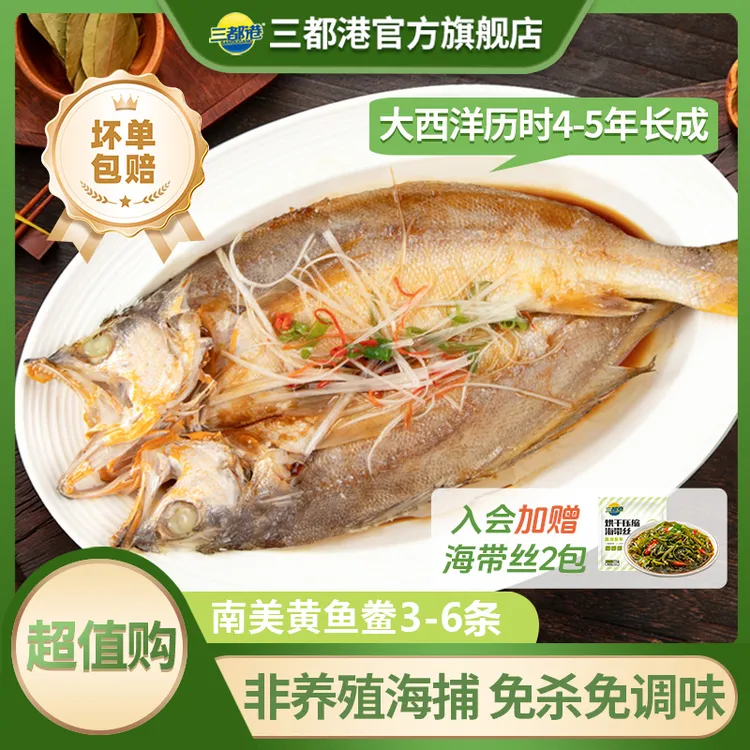 三都港非养殖黄鱼鲞3-6条 新鲜海捕生鲜海鱼海鲜黄花鱼【超值购】
