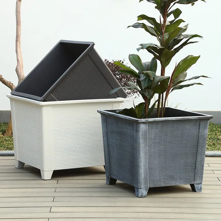 优惠双十二好价户外庭院专用花箱加厚塑料正方形种植大花盆种树盆