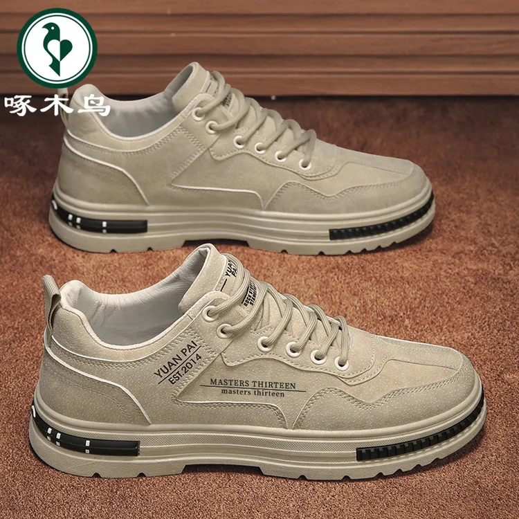 啄木鸟男鞋冬季新款防滑耐磨休闲劳保工装鞋男士潮流百搭运动板鞋