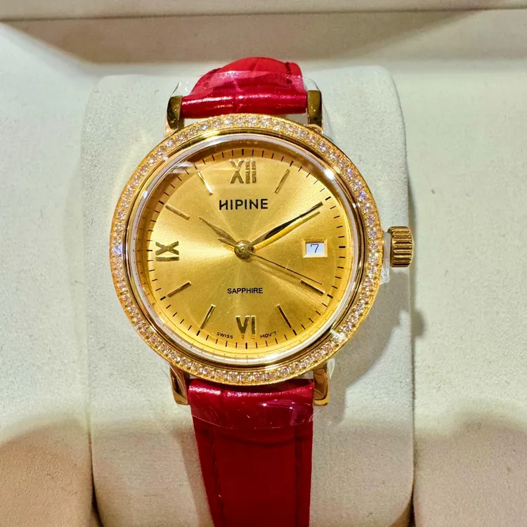 女士金表999足金石英机芯满钻日历防水女款气质时尚经典镶钻女款