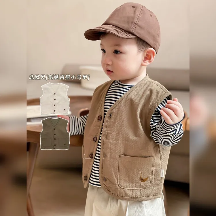 新款新儿童马夹男童新款春秋中小童男童百搭马甲百搭秋季马甲男童