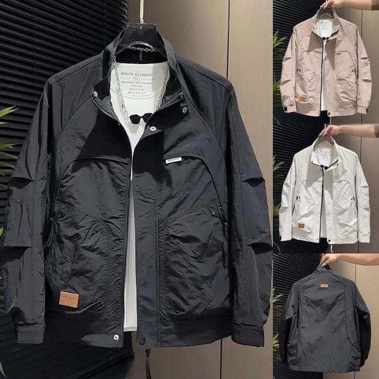 【YYHW・联名奢定】春秋新款男士黑色显瘦立领夹克美式时尚百搭宽松