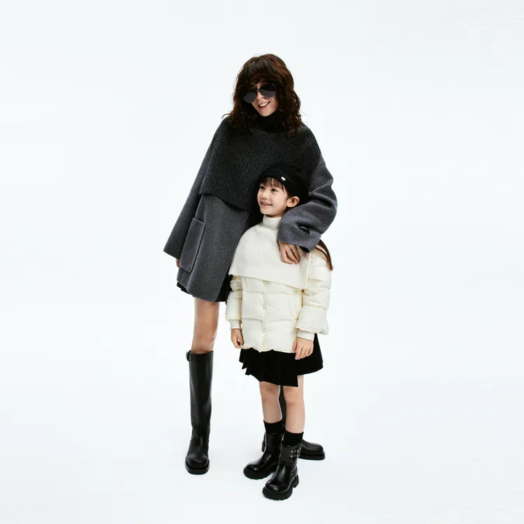 littlemoco童装24冬装新款女童安心绒披肩羽绒服外套#KBD4EIN025