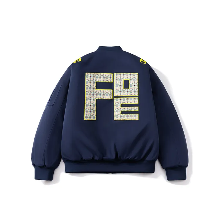 美式大码胖子字母刺绣外套男女vintage牌春秋季棒球服飞行员夹克