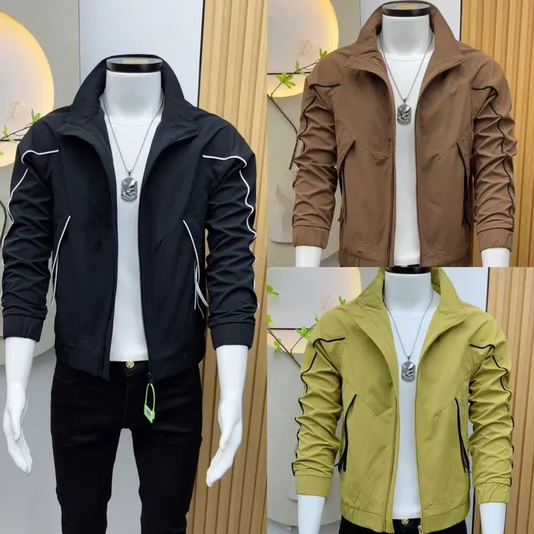 新品潮牌设计感秋装外套工装修身立领明线上衣夹克高级感男褂子