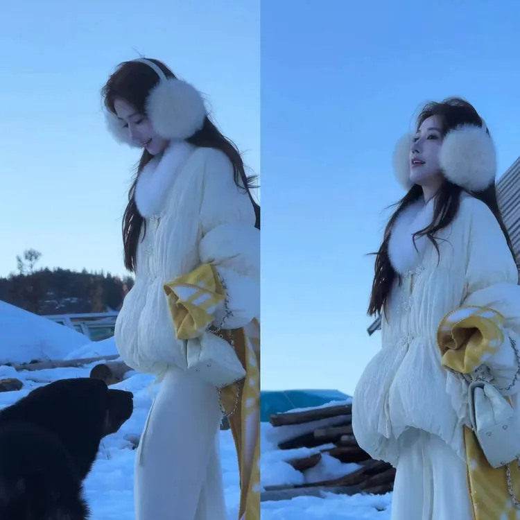 【婷婷】《棉花糖》 超声波压花 轻盈保暖狐狸毛羽绒服TT2SDTZ2675