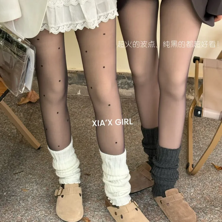 逼真到尖叫！爱了180克薄绒高透黑丝波点光腿神器透肤感黑丝