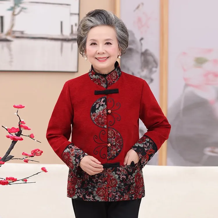 恒源祥彩羊中老年人妈妈装春装女外套6070老太太衣服奶奶装春秋宽