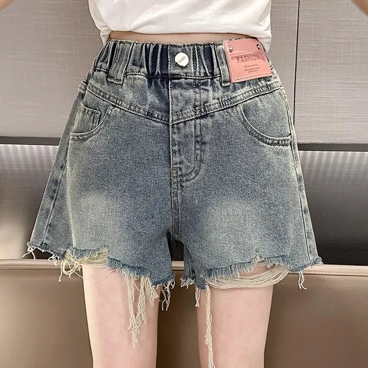 女童夏装毛边牛仔短裤女大童韩版夏天热裤儿童初中生女孩夏季裤子
