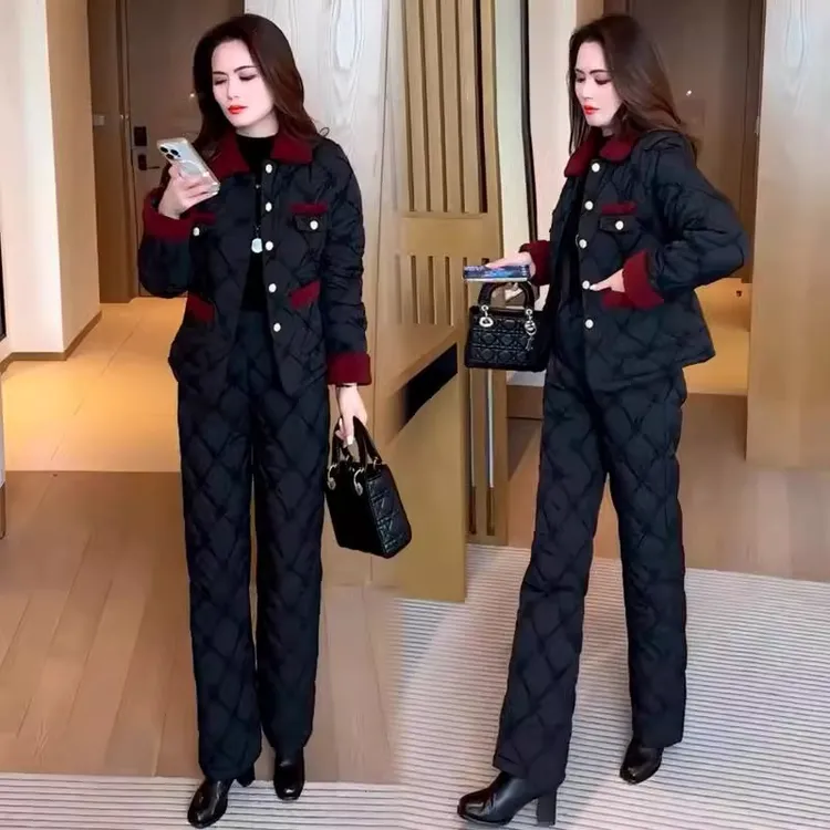 时尚保暖棉服套装女2025冬季新款时髦洋气显瘦棉衣外套棉裤两件套