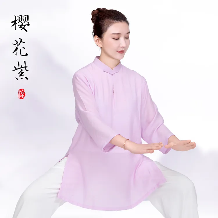 太极服女款2025新款年轻改良飘逸棉麻太极拳八段锦练功服夏季薄款