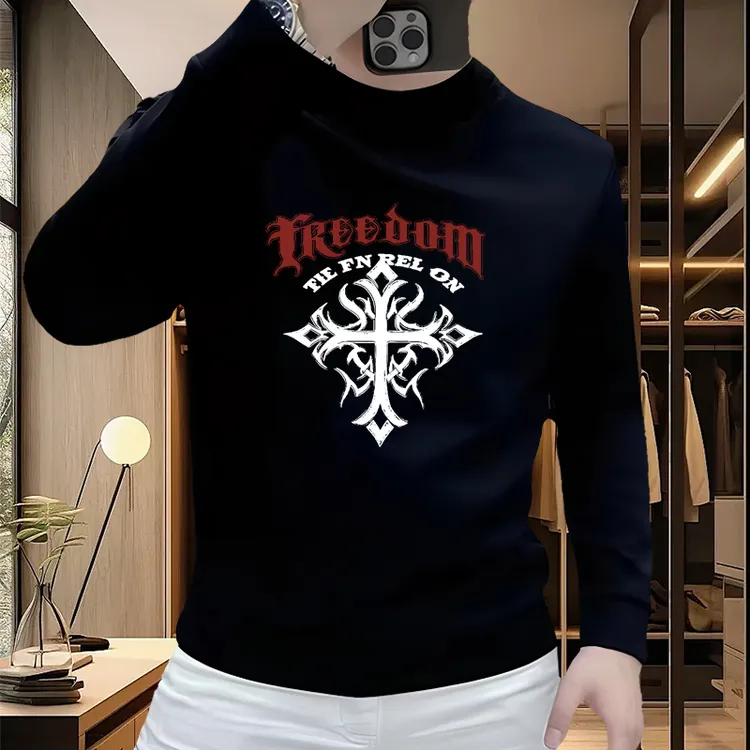 2025秋冬季新款男士休闲宽松圆领卫衣长袖高级感加绒上衣打底衫男