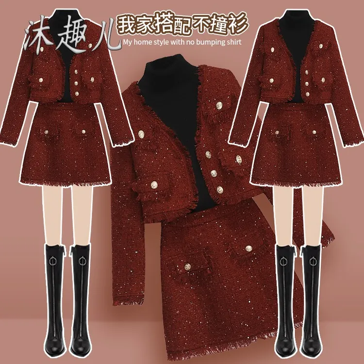 小香风套装裙女早春装2025新款爆款超火一老钱风纯欲慵懒风女装