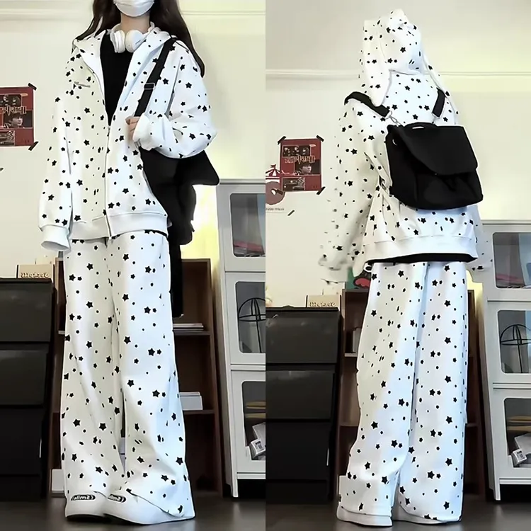 韩版女童套装2025新款初中生秋季超好看连帽外套儿童休闲运动穿搭