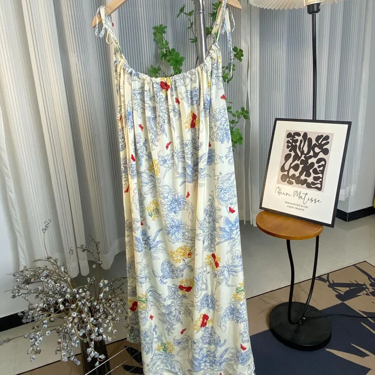 2号 高支高密桑棉绸加长至脚踝吊带长裙气质百搭显瘦时尚