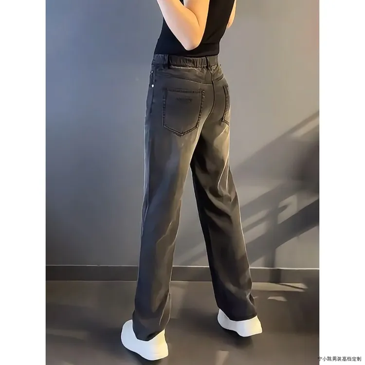 欧美复古做旧水洗扎染牛仔裤男2025春秋薄款辣妹废土风脏脏拖地裤