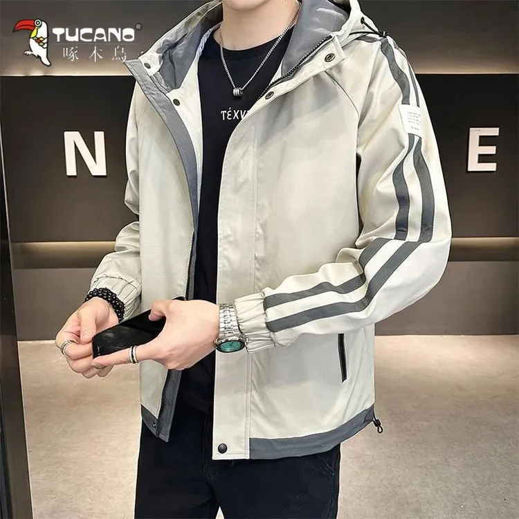 啄木鳥外套男春秋季男士潮牌连帽工装帅气百搭休闲时尚运动夹克