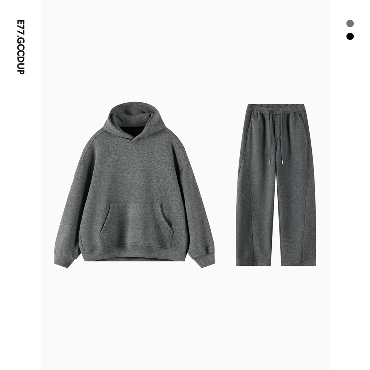 GCCDUPE77『袋鼠卫衣』重磅双流纺毛圈布叠穿加绒袋鼠连帽卫衣套装