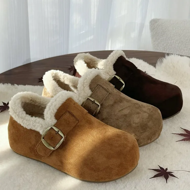 凯撒KAISER冬季复古加绒内增高勃肯鞋女加棉外穿休闲鞋KS7701