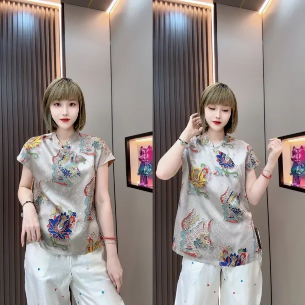 敏宝儿➕YG中国风印花夏季新款女装新中式衬衫