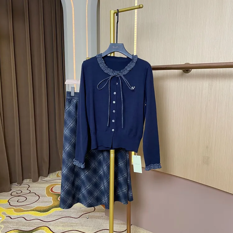 奢姿百搭假两件款开衫针织蝴蝶结上衣针织衫女装秋冬毛针织衫
