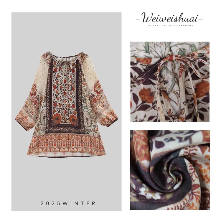 【薇姐服饰】夏季复古民族风气质宽松百搭休闲碎花女士上衣8917