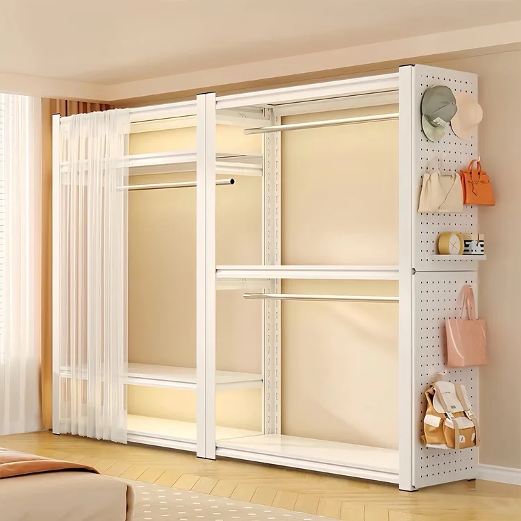 开放式货架衣柜简易组装家用卧室出租房用收纳钢制落地金属挂衣架