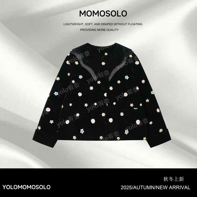 •飞花令•2025冬金丝绒刺绣➕90白鹅绒娃娃领秘境繁花鹅绒服260046