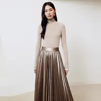 【王雪糕专属】firststation高领无缝一体撞色羊绒针织毛衣女9906A