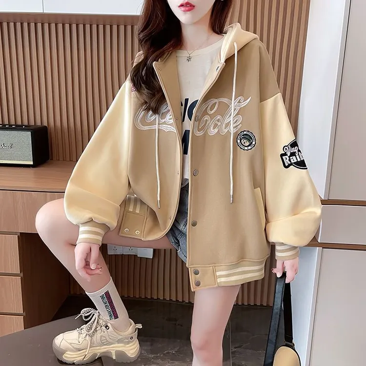 秋2025新款棒球服外套女春韩版宽松学生百搭薄款重工撞色夹克开衫