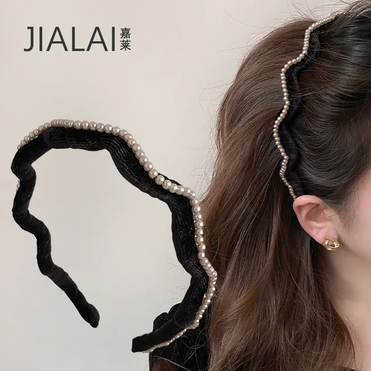 珠珠波浪植绒发箍女2025新款高级感时尚洋气发箍压发洗脸发卡头饰