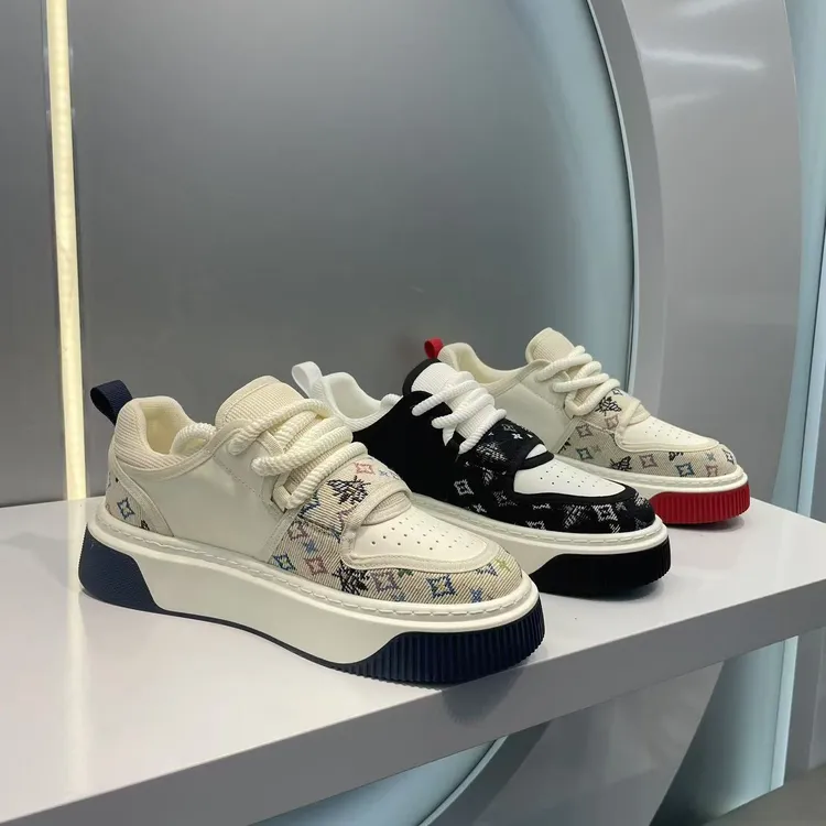 【皮鞋码】早春新款国潮皮布拼接系带网红轻便个性男款潮鞋