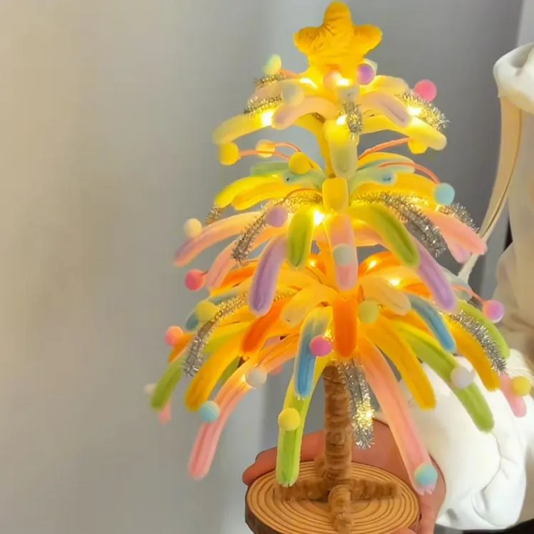 【甜星】圣诞节扭扭棒烟花圣诞树发光小夜灯氛围感手工DIY摆件礼物